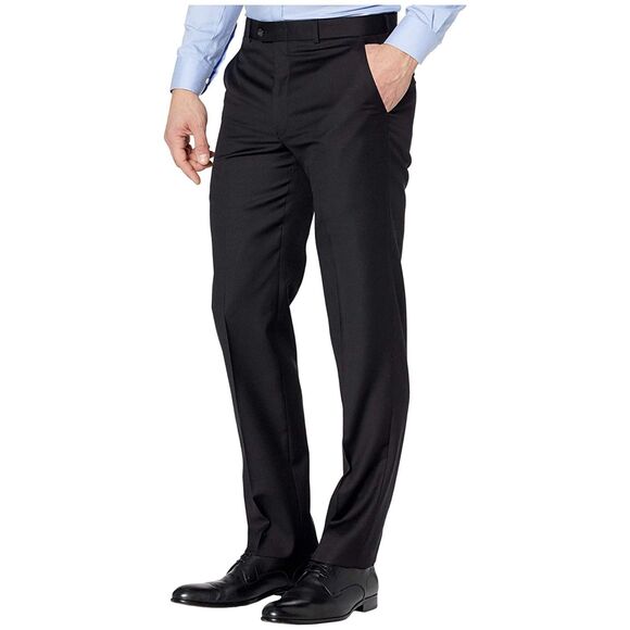 Ralph Lauren Ultraflex Classic Fit Black Wool Blend Flat Front Pant Men Sz 44x30 - Picture 1 of 11